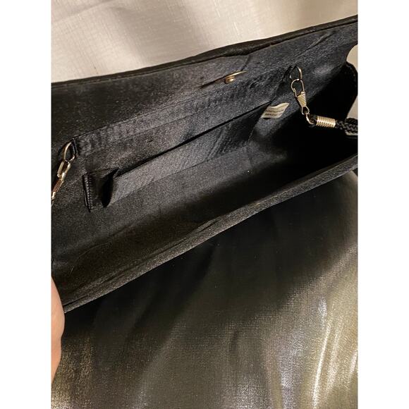 Women's Evening Formal Clutch Bag Purse Black with rhinestones rope strap EUC - Picture 7 of 13